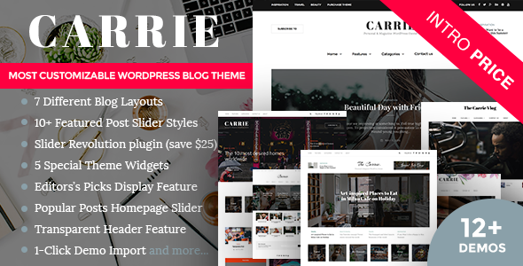 Carrie - Personal & Magazine Responsive Clean Blog Theme