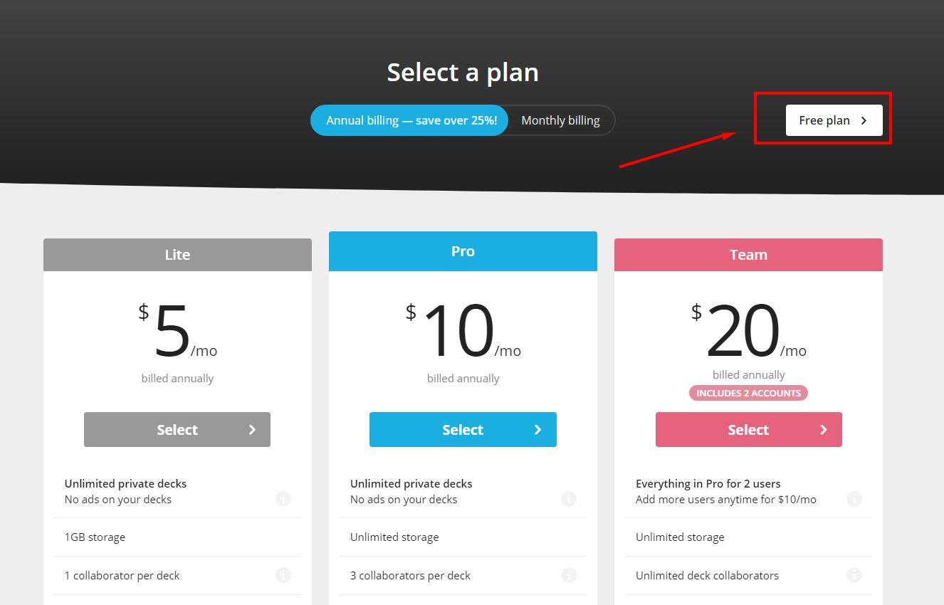 Click "Free plan" để tiếp tục